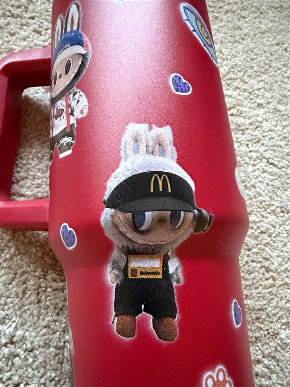 Labubu Red Character Graphic Travel Mug with Handle 40 oz. Brand New